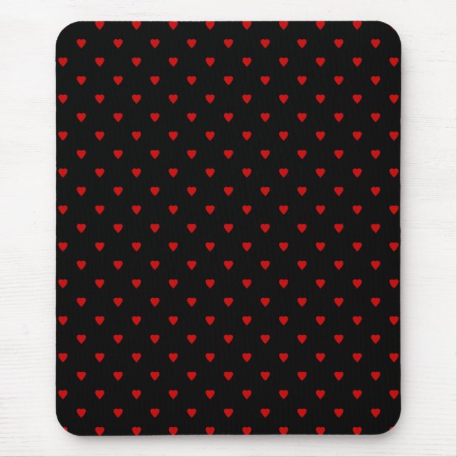 Red and Black Hearts. Pattern. Mouse Mat (Front)