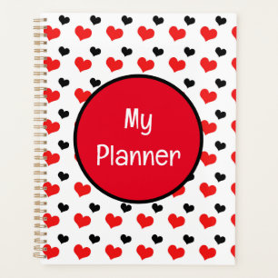 Red and black hearts planner