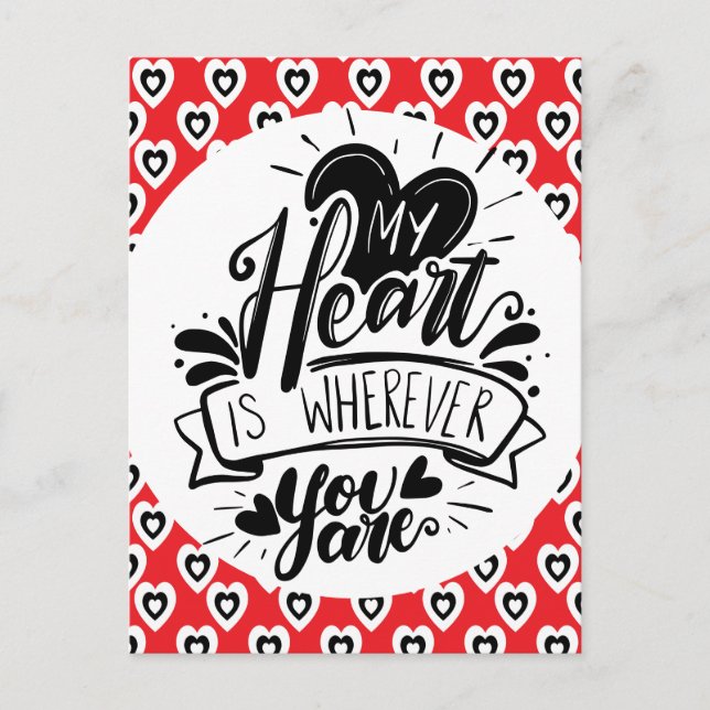 Red and Black Hearts Quote Valentines Day    Postcard (Front)