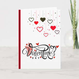 Red and Black Hearts Valentine's Day Card