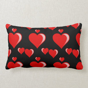 Red and Black Hearts Valentine's Day Pattern Lumbar Cushion