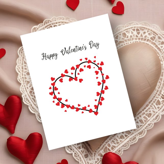 Red and Black Hearts Valentines Design Announcement Postcard (Red and Black Hearts Valentines Design Card.)