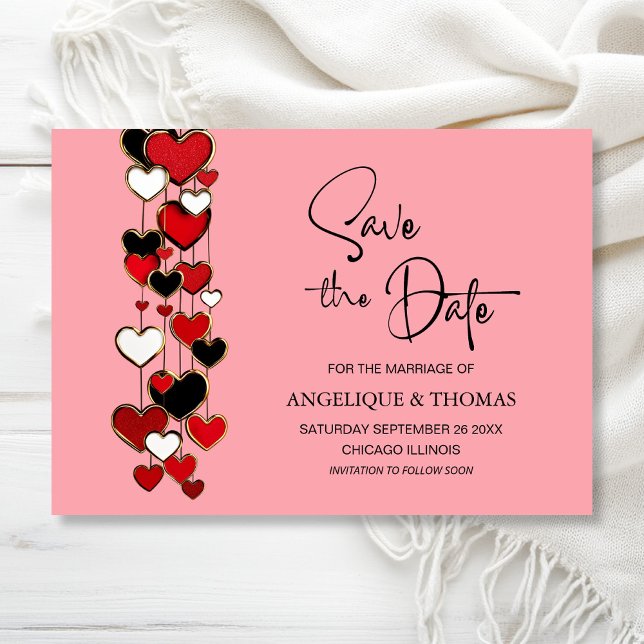 Red and Black Hearts Wedding Save the Date (Creator Uploaded)