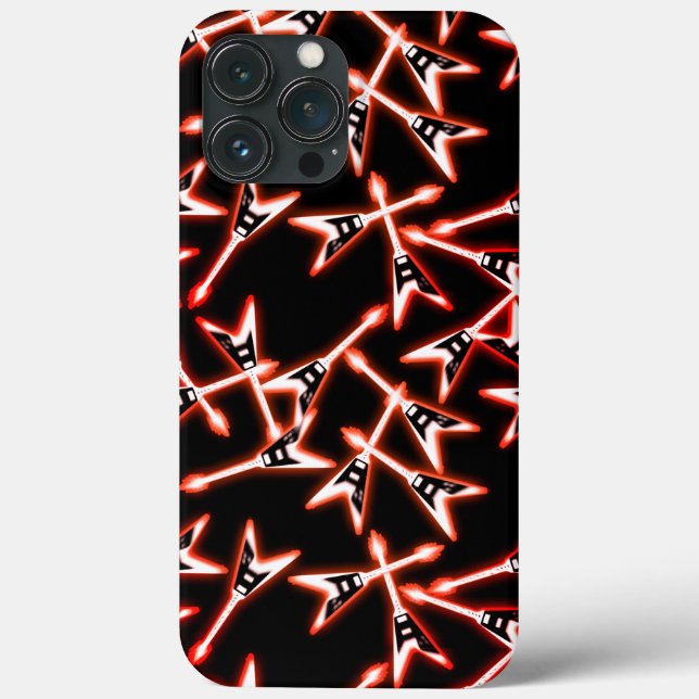 Red and Black Heavy Metal Electric Guitar Pattern Case-Mate iPhone Case (Back)