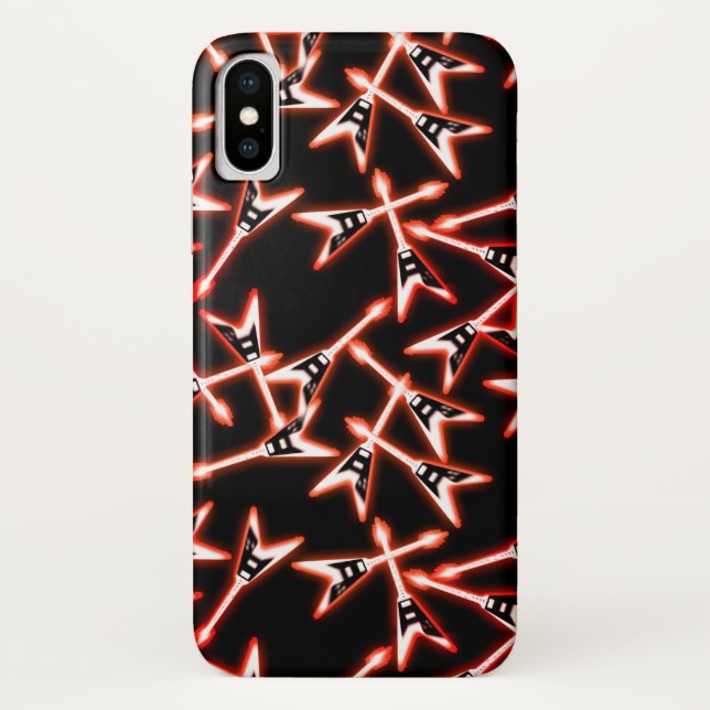 Red and Black Heavy Metal Electric Guitar Pattern Case-Mate iPhone Case (Back)