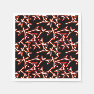 Red and Black Heavy Metal Electric Guitar Pattern Napkin