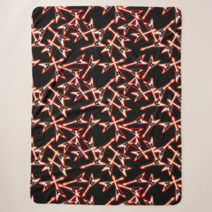 Red and Black Heavy Metal Electric Guitar Pattern Sherpa Blanket