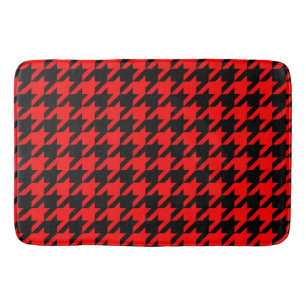 Red and Black Houndstooth Check Bath Mat