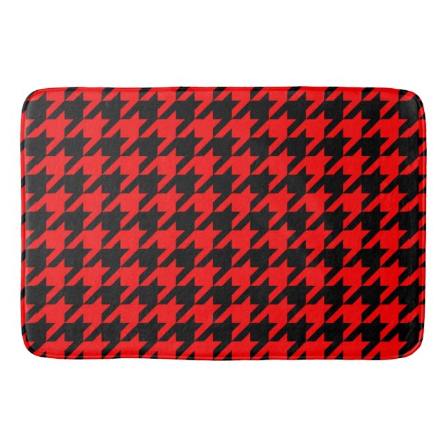 Red and Black Houndstooth Check Bath Mat (Front)