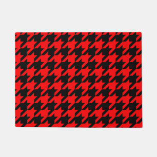 Red and Black Houndstooth Check Doormat