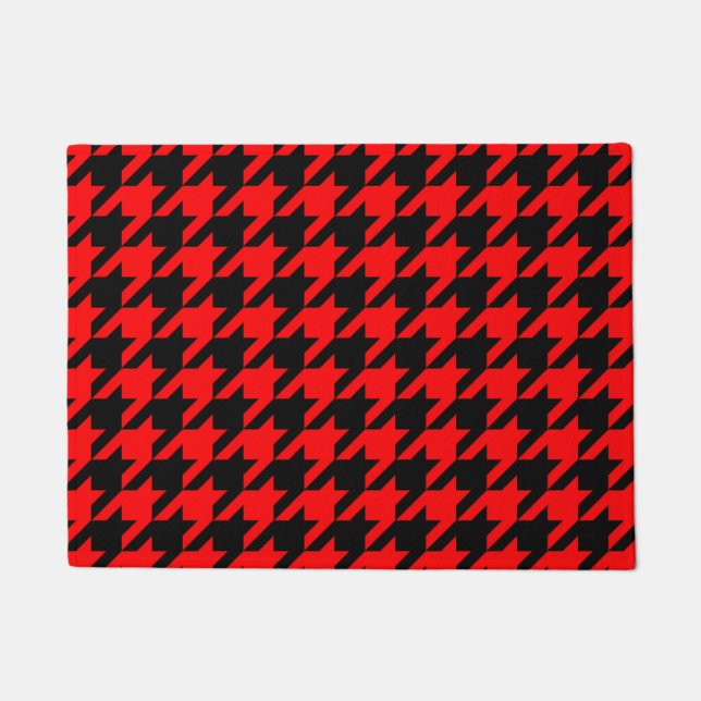 Red and Black Houndstooth Check Doormat (Front)