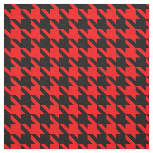 Red and Black Houndstooth Check Fabric (Swatch)