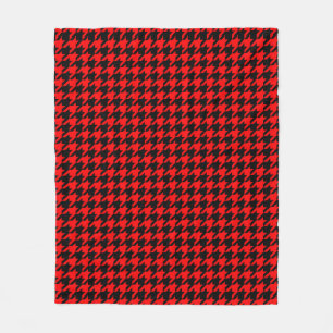 Red and Black Houndstooth Check Fleece Blanket