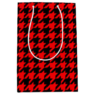 Red and Black Houndstooth Check Medium Gift Bag