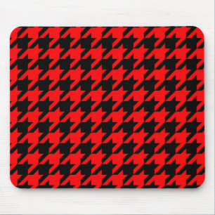 Red and Black Houndstooth Check Mouse Mat