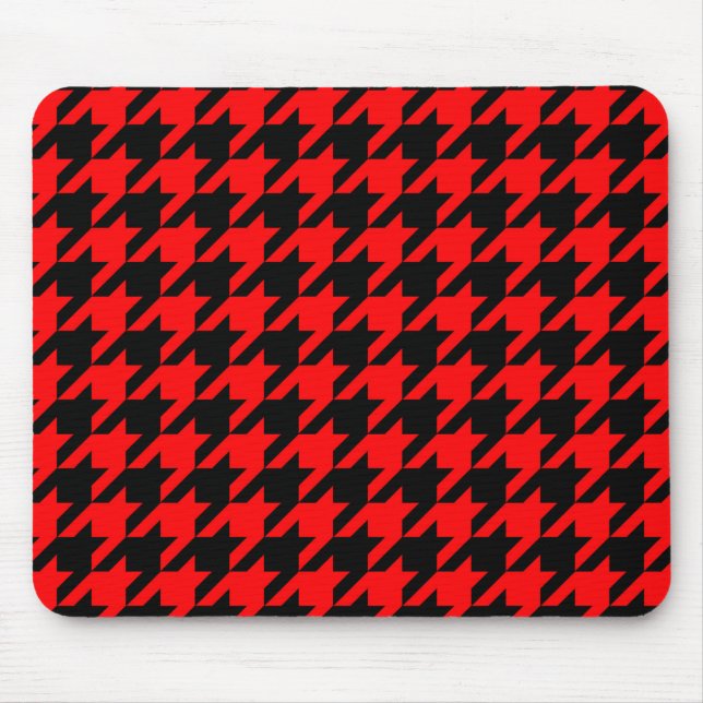 Red and Black Houndstooth Check Mouse Mat (Front)