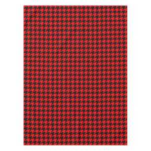 Red and Black Houndstooth Check Tablecloth