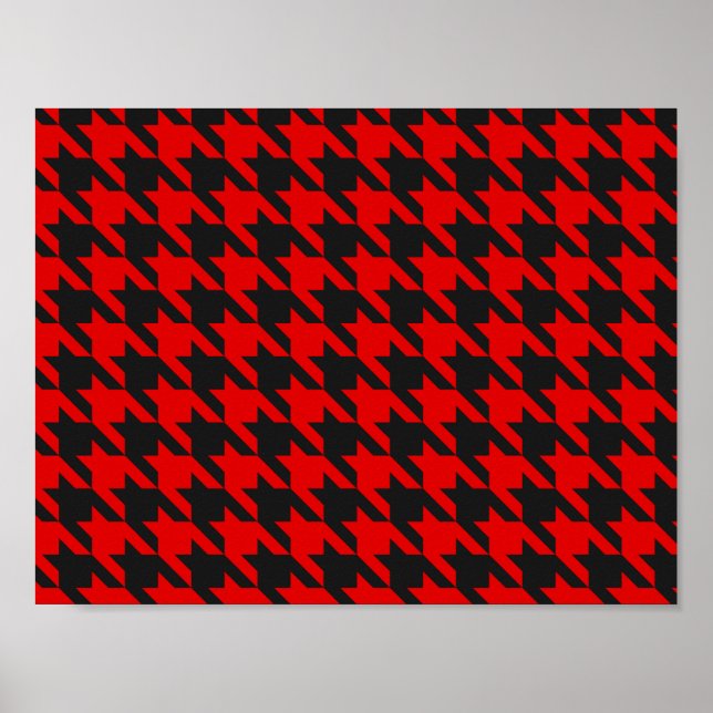 Red And Black Houndstooth Pattern Poster (Front)