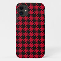 Red And Black Houndstooth Repeating Pattern