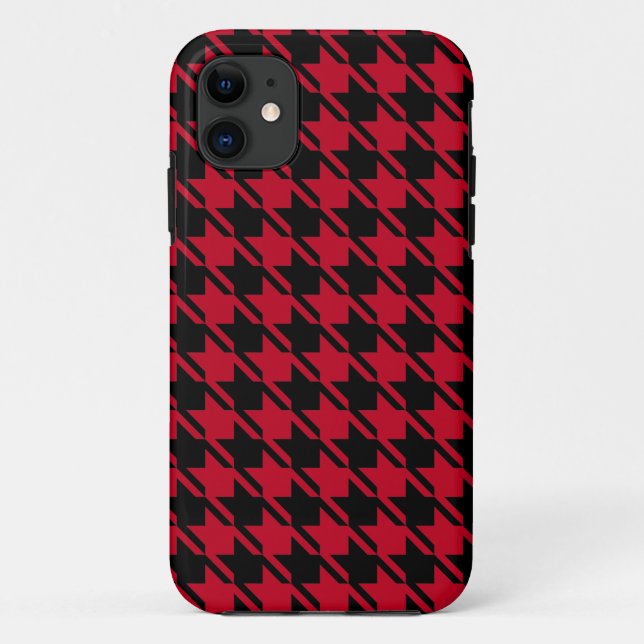 Red And Black Houndstooth Repeating Pattern Case-Mate iPhone Case (Back)