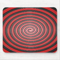 Red and Black Hypnotic Spiral Mouse Pad