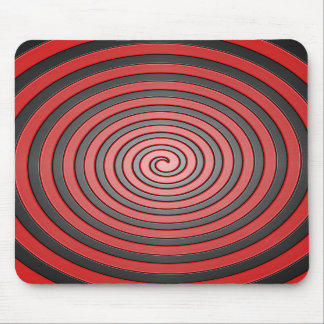 Red and Black Hypnotic Spiral Mouse Pad