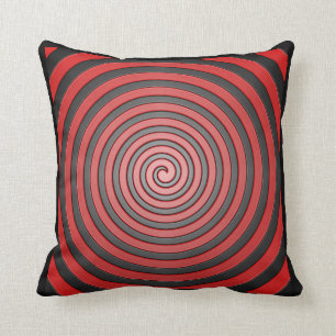 Red and Black Hypnotic Spiral Pillow