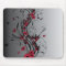 Red and Black Illustrated Floral Mousepad