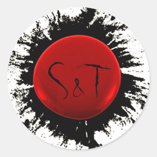 Red and Black Initial Wax and Ink Envelope Seal