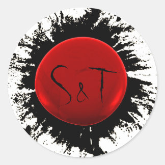 Red and Black Initial Wax and Ink Envelope Seal