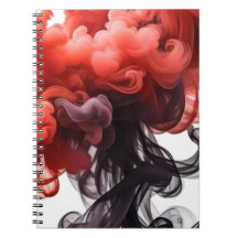Red and Black Ink Swirl Abstract Notebook