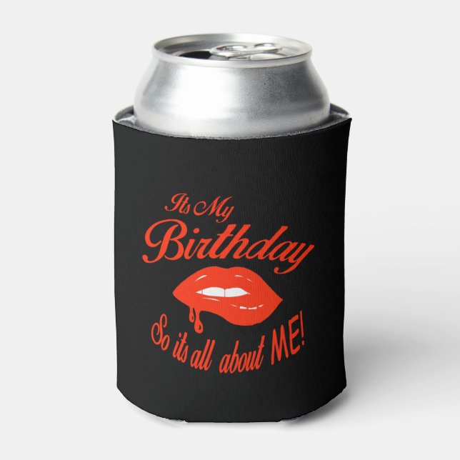 Red and Black It's My Birthday Can Cooler (Can Front)