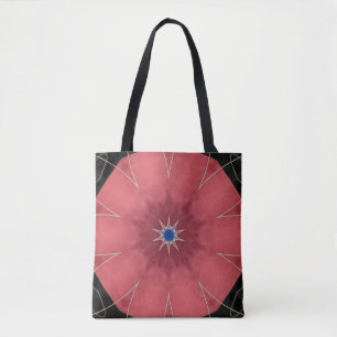 Red and black kaleidoscope tote bag