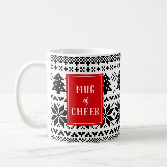 Red and Black Knit Sweater Mug of Christmas Cheer (Left)