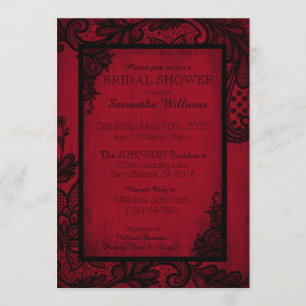 Red and Black Lace Gothic Bridal Shower Invitation