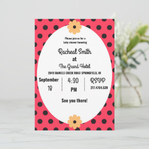 Red and black lady bug baby shower invitation