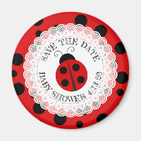 Red and Black Ladybug Baby Shower Reminder Magnet