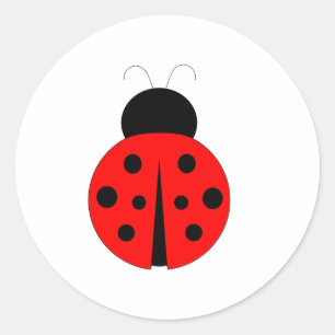 Red and Black Ladybug Classic Round Sticker