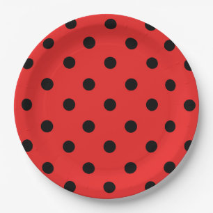 Red and Black Ladybug Pattern Birthday Party Paper Plate