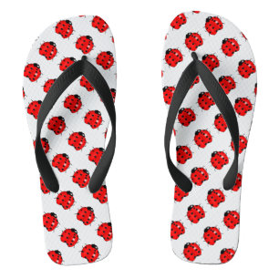 Red and Black Ladybugs Flip Flops