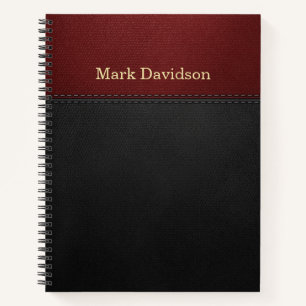 Red and Black Leather Look Custom Notebook