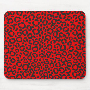 Red and Black Leopard Print Mouse Mat