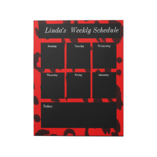 Red and black leopard print weekly schedule notes