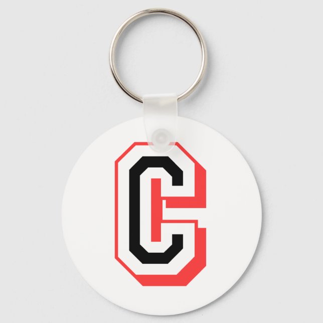 red and black letter C Key Ring (Front)