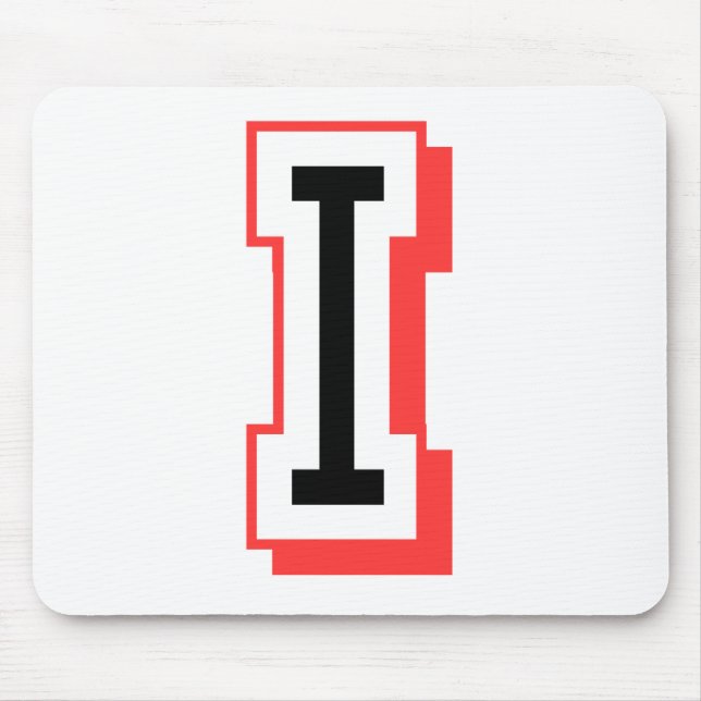 red and black letter I Mouse Mat (Front)