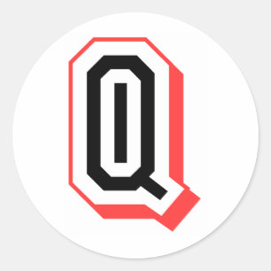 red and black letter Q Classic Round Sticker