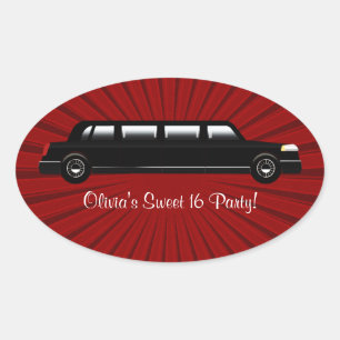 Red and Black Limousine Party Stickers