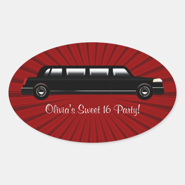Red and Black Limousine Party Stickers (Front)