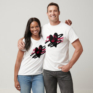 Red and black love music design T-Shirt