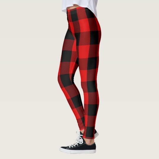 Red and Black Lumberjack Flannel Plaid Pattern Leggings | Zazzle.co.uk